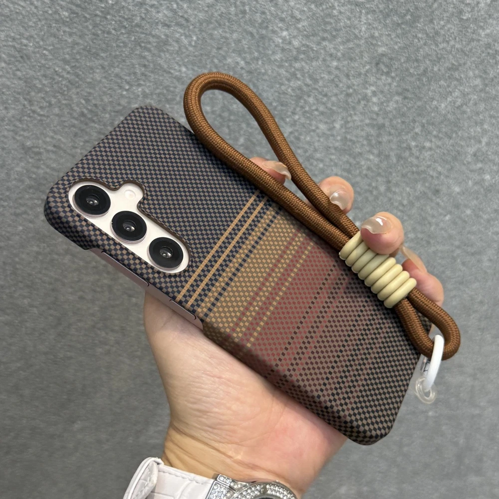 Business Sle Carbon Fiber Pattern For Magsafe Charge Case For Samsung S26 Ultra S25 S24 S23 Plus Slim Drop-Proof & Lanyard Cover - view 4