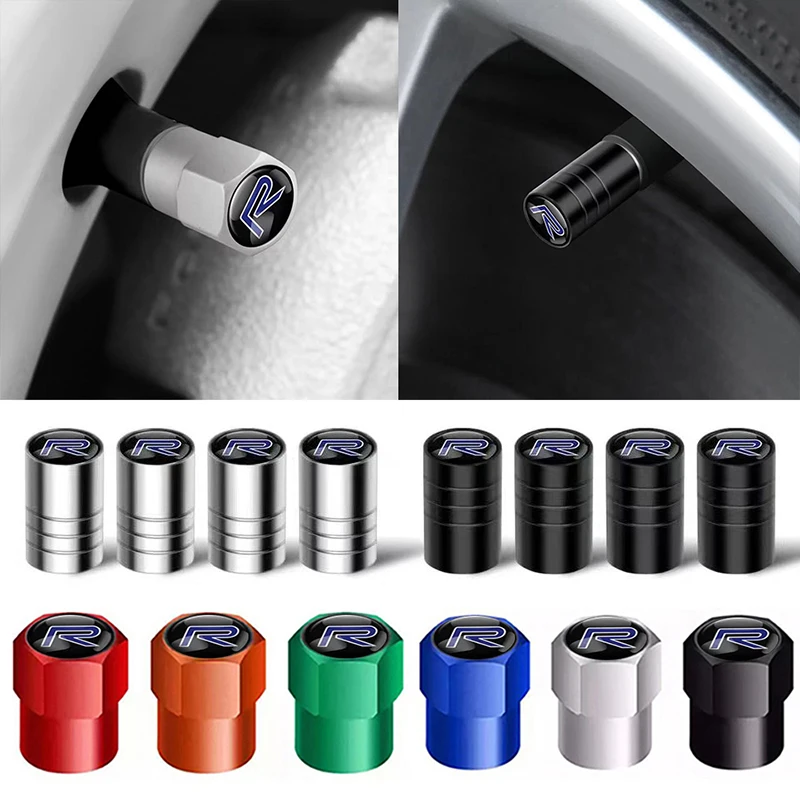 4Pcs/Set Metal R Design Badges Car Wheel Tire Valve Caps Cover For xc60 v60 s60 v40 v50 s40 s80 c30 xc40 xc70 Auto Accessories