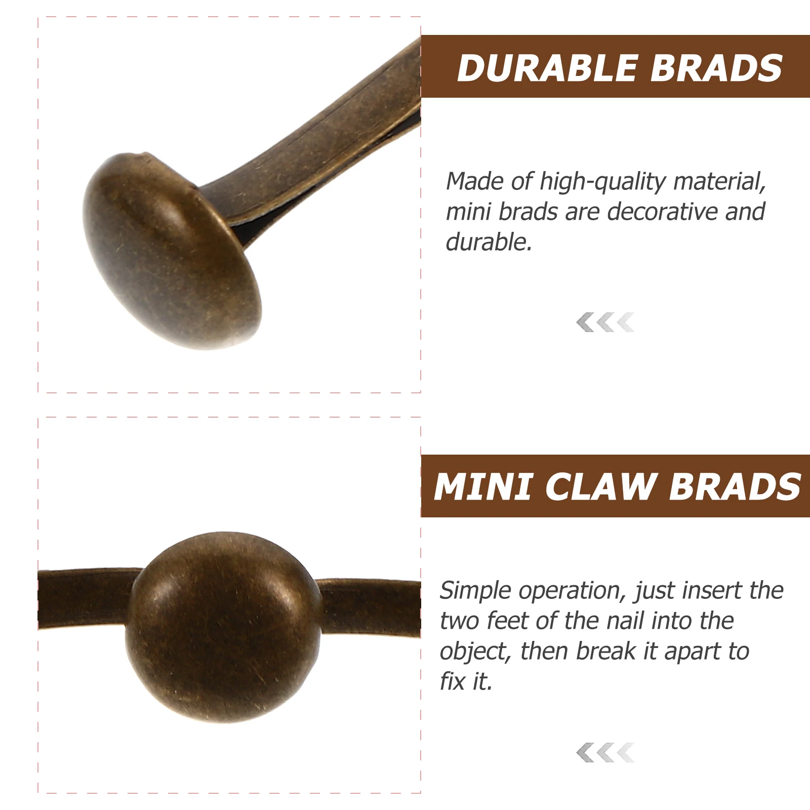 

200pcs Mini Brads Two-Legged Nails Iron Material Safe For Kids Diy Craft Scrapbooking Decorative Nails Children Handmade