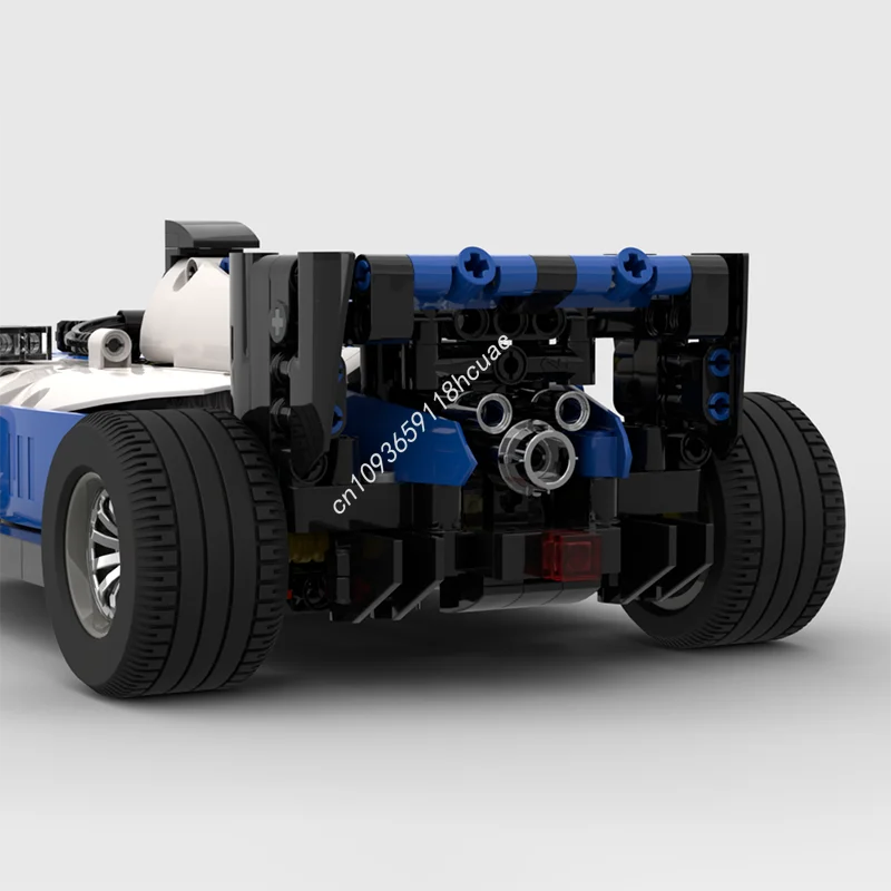 802 sztuk MOC Speed ​​Champion F1 Racing (niebieski biały) jeziora/rally sportowy model samochodu klocki klocki do układania kreatywny prezent dla dzieci