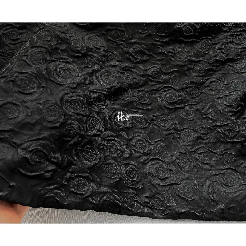 Imagem -02 - Black Relief Rose Jacquard Creative Clothing Dress Designer Cloth Faça Você Mesmo Costura por Medidores Material Poliéster Atacado