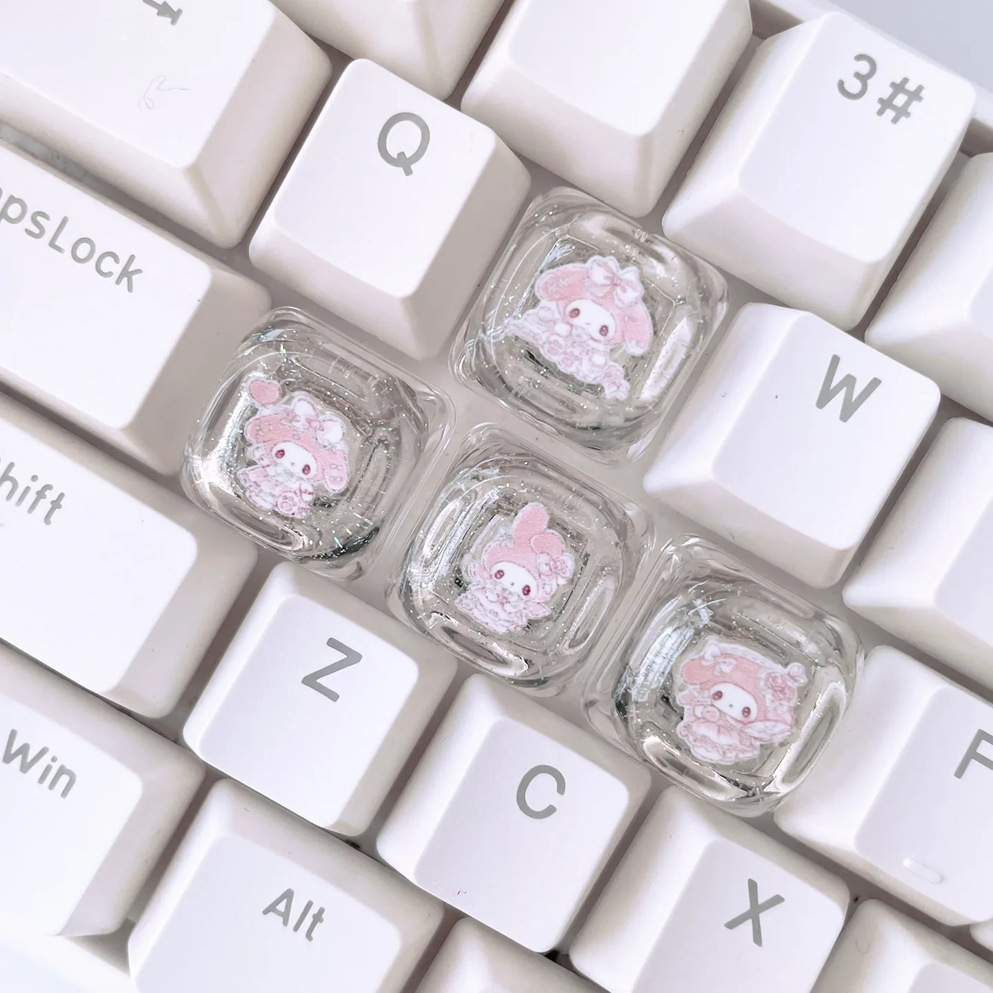 Sanrio kt melody kulomi keycaps cute cartoon transparent resin mechanical keyboard decoration customization