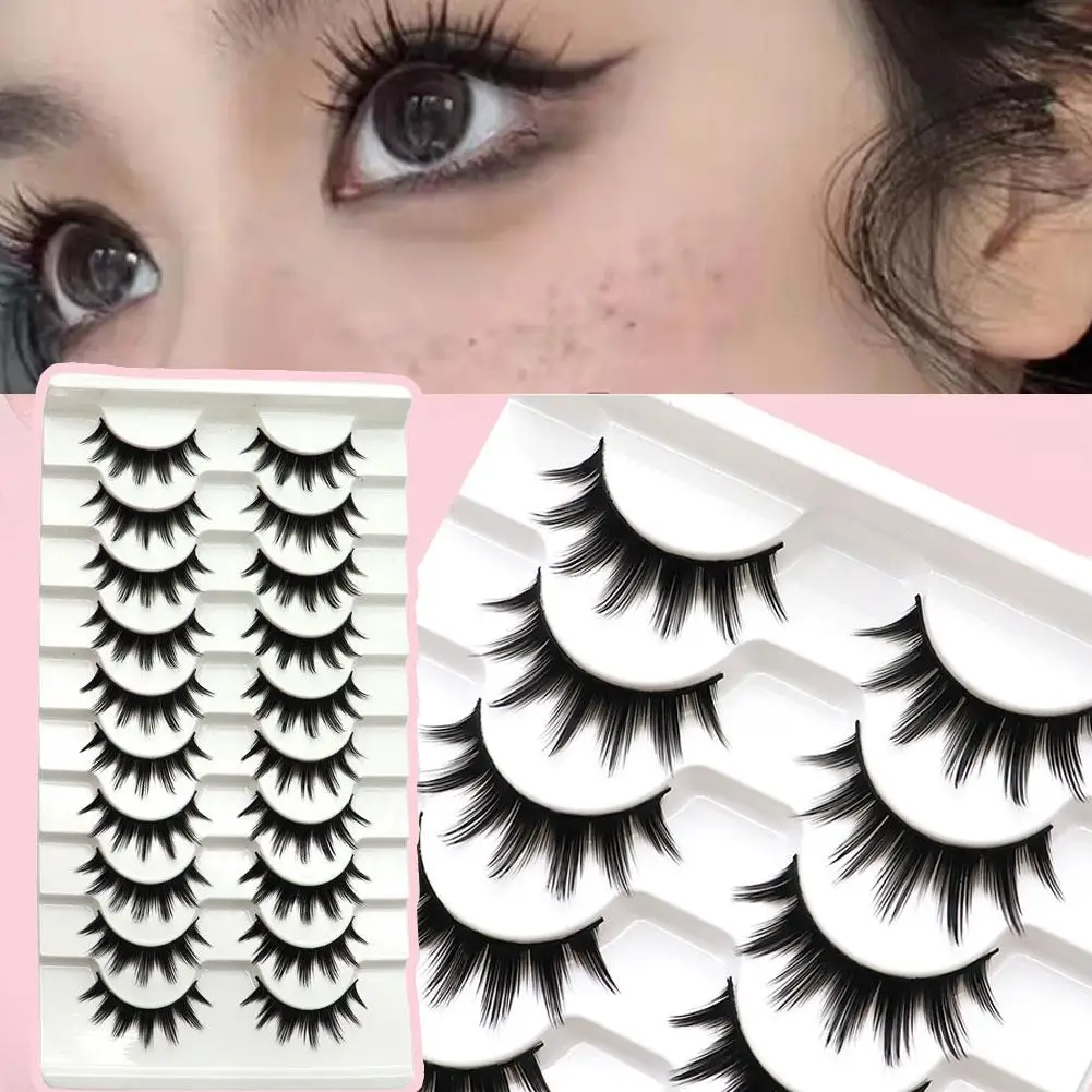 Nieuwe 10 paar valse wimpers dikke curling manga cosplay zwarte harde steel natuurlijke wimpers verlenging make-up cosmetische hulpmiddelen