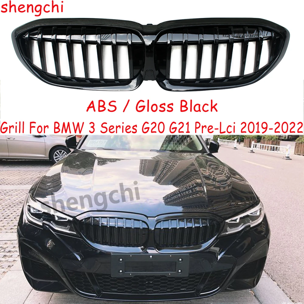 G20 Pre-Lci ABS Gloss Black Front Bumper Grille for BMW 3 Series G20 G21318i 320i 330i M340i Racing Replacement Grills 2019-2022