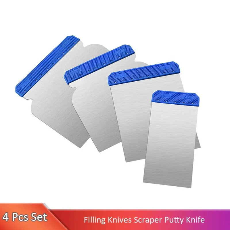 

4 Pieces Shankless Blade Painting Tools Filling Knives Scraper Putty Knife Wall Plastering Cleaning Blade Shovel Hand Constructi