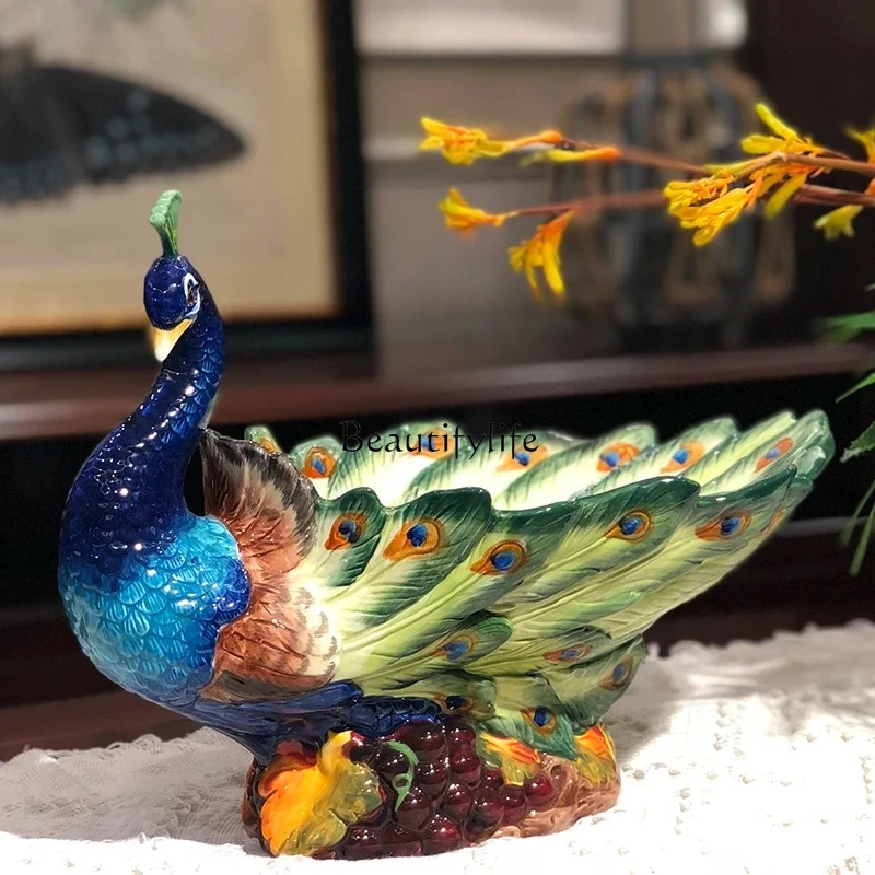 ceramic peacock fruit plate dried fruit customer coffee table entrance ornament into the new house home gift TV cabinet