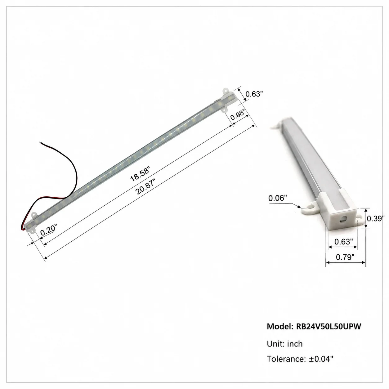 100PCS 24V 5050 50Cm SMD LED Bar Light U Groove Aluminum Hard Rigid LED Strip Light Landscape Lighting Under Cabinet Lamp with