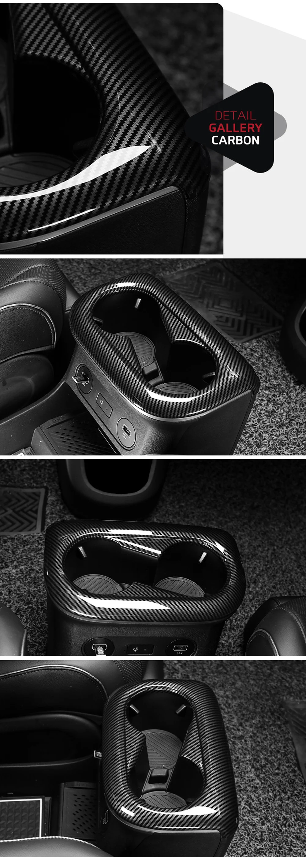 Carbon Fiber Style Front Water Cup Holder Frame Trim Cover For Hyundai Aini Krypton 5 IONIQ 5 2022+LHD RHD