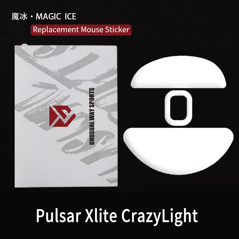 Ślizgacze do myszy UnusualWaySports Xlite CL Zakrzywiona Powierzchnia PTFE Anty-Rozpadowe Magic Ice Black Silver Fox — zdjęcie produktu 3
