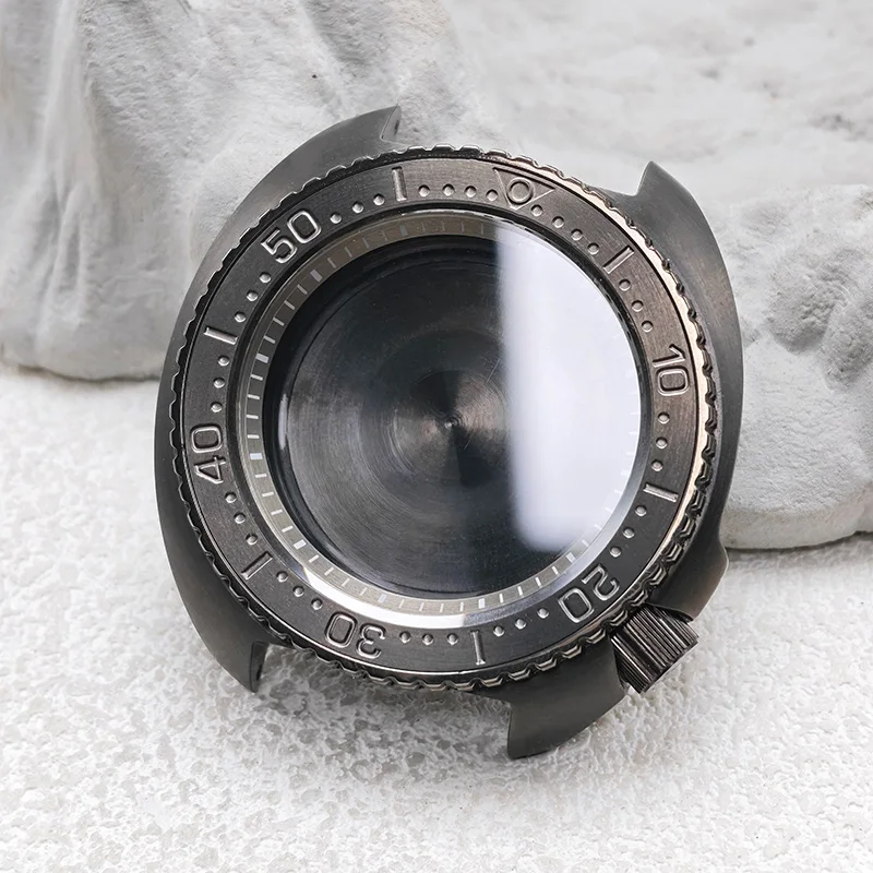 44mm Mod 6105 Turtle Abalone Watch Case Gun Grey Stianless Steel NH35 Case Fits NH34 NH35 NH36 Movement Men's Diving Watch Case