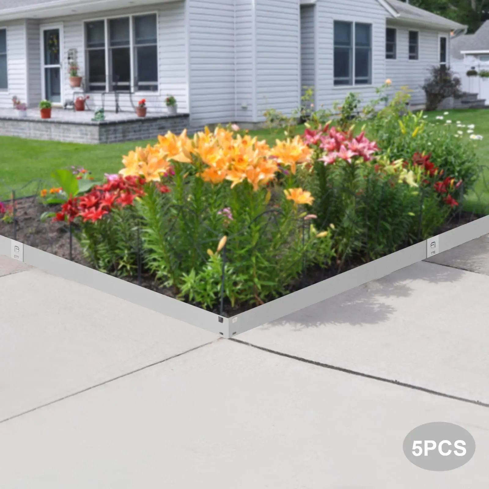 5 件 Steel Lawn Edging, Metal Landscape Edging, 3"X39" Garden Edging Border, 16.25 ft Length Landscaping Metal Edging, Flexible