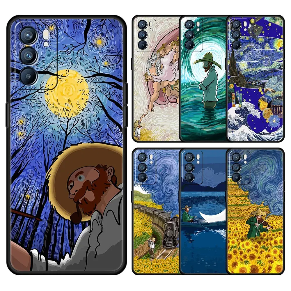 Art Aesthetic Van Gogh Starry For Oppo A54 Case Reno7 SE Reno6 Pro Plus 5G Find X5 A53 A52 A9 2020 A95 A16 A76 A74 A15 A12 Cover