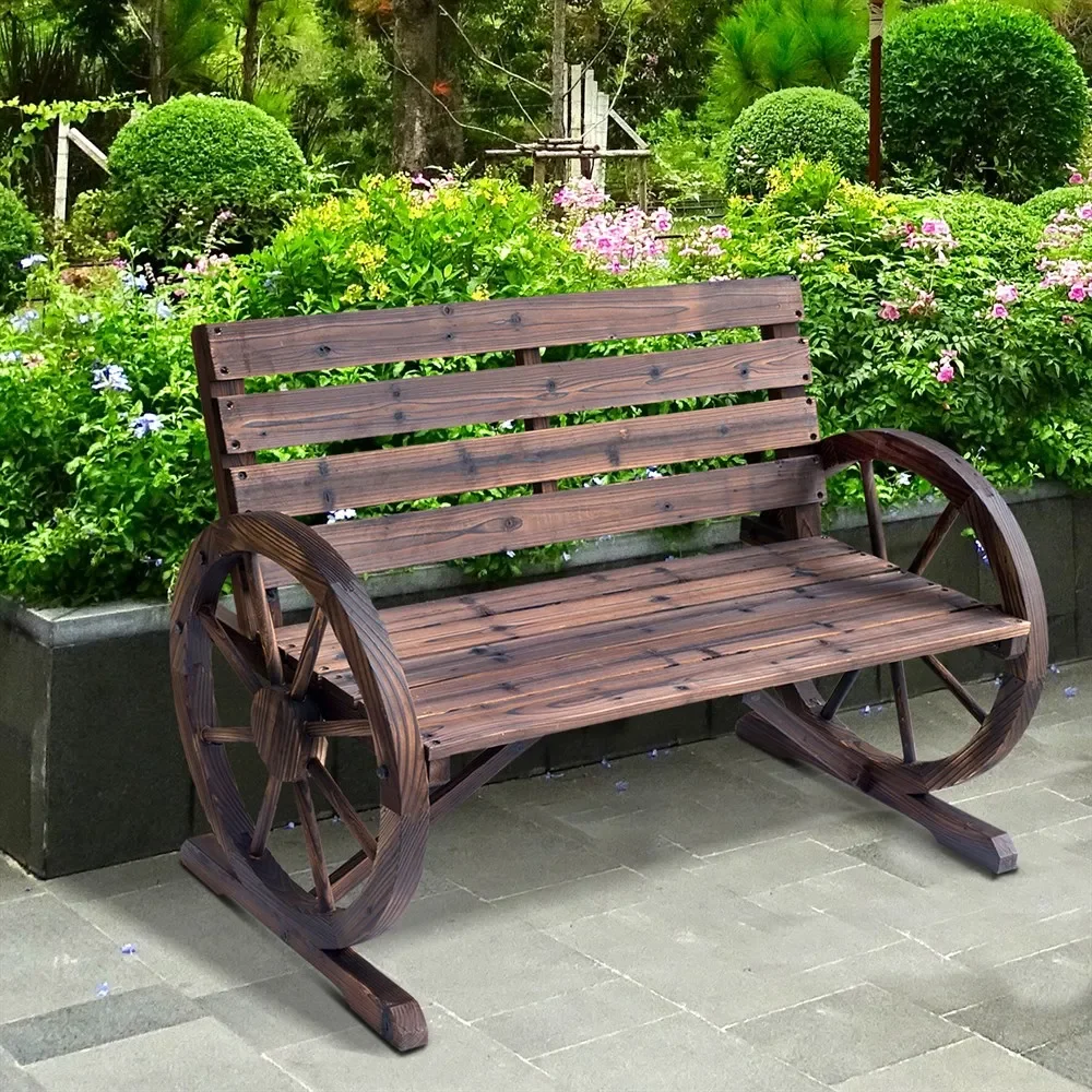 

wooden bench with armrest shaped trolley 105,5x59x75