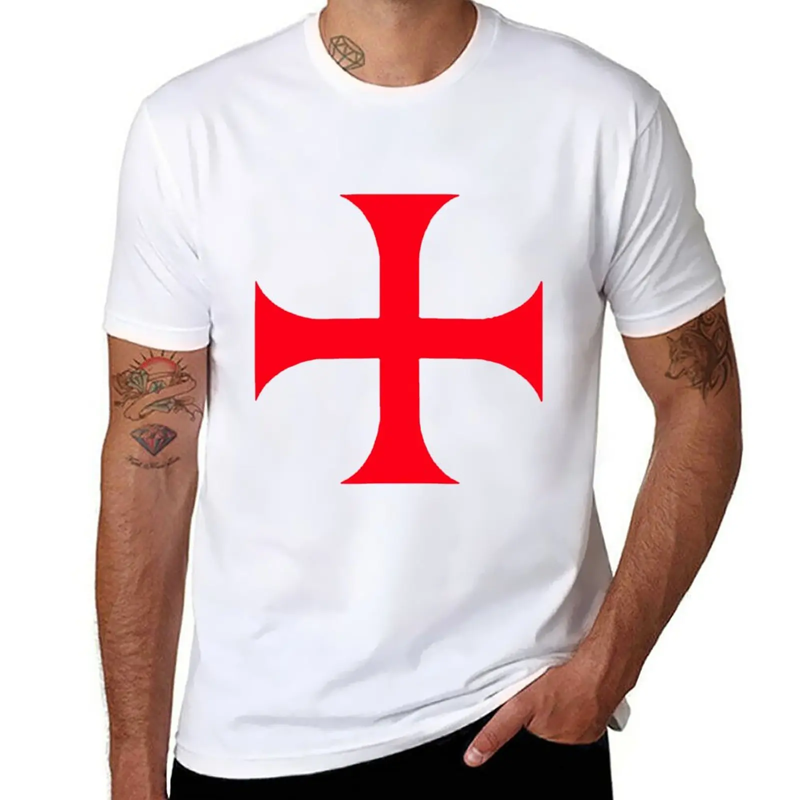 

New Templar Red Cross T-Shirt vintage clothes Aesthetic clothing t shirt man black t shirt Men's t shirts