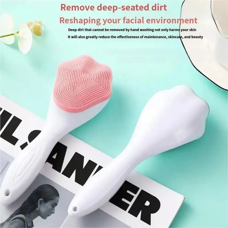 Soft Silicone Facial Brush Manual Massage Brush Cleanser To Remove Black Pores Deep Cleaning Brush