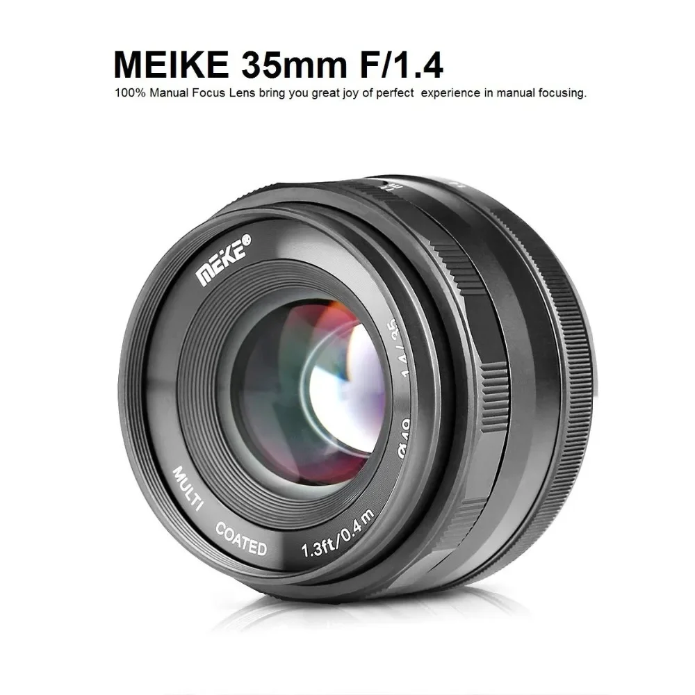 Meike 35mm F1.4 Manual Focus lens for Sony E-mount A7R A7S A6500 A7/Fuji X-T2 X-T3/Canon EOS-M M6 /M4/3 Mirrorless Camera +APS-C