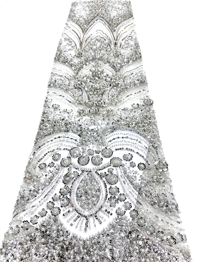 أحدث عرض ساخن لعام 2026 قماش دانتيل ثقيل مطرز فرنسي فاخر جديد راقي مع قماش ترتر لحفلات الزفاف #3