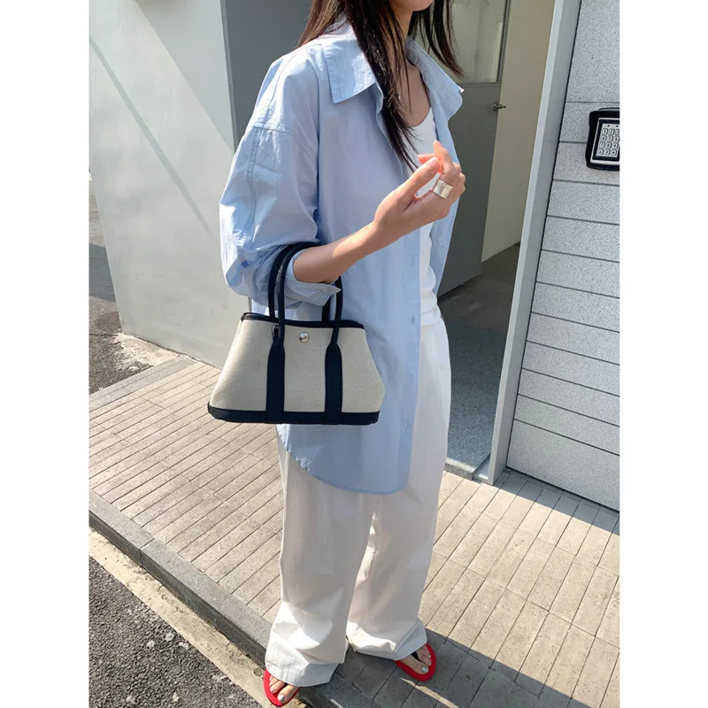 

Spring Women's Lapel Shirts 100% Cotton Loose Long Sleeve Oversize Casual Shirts