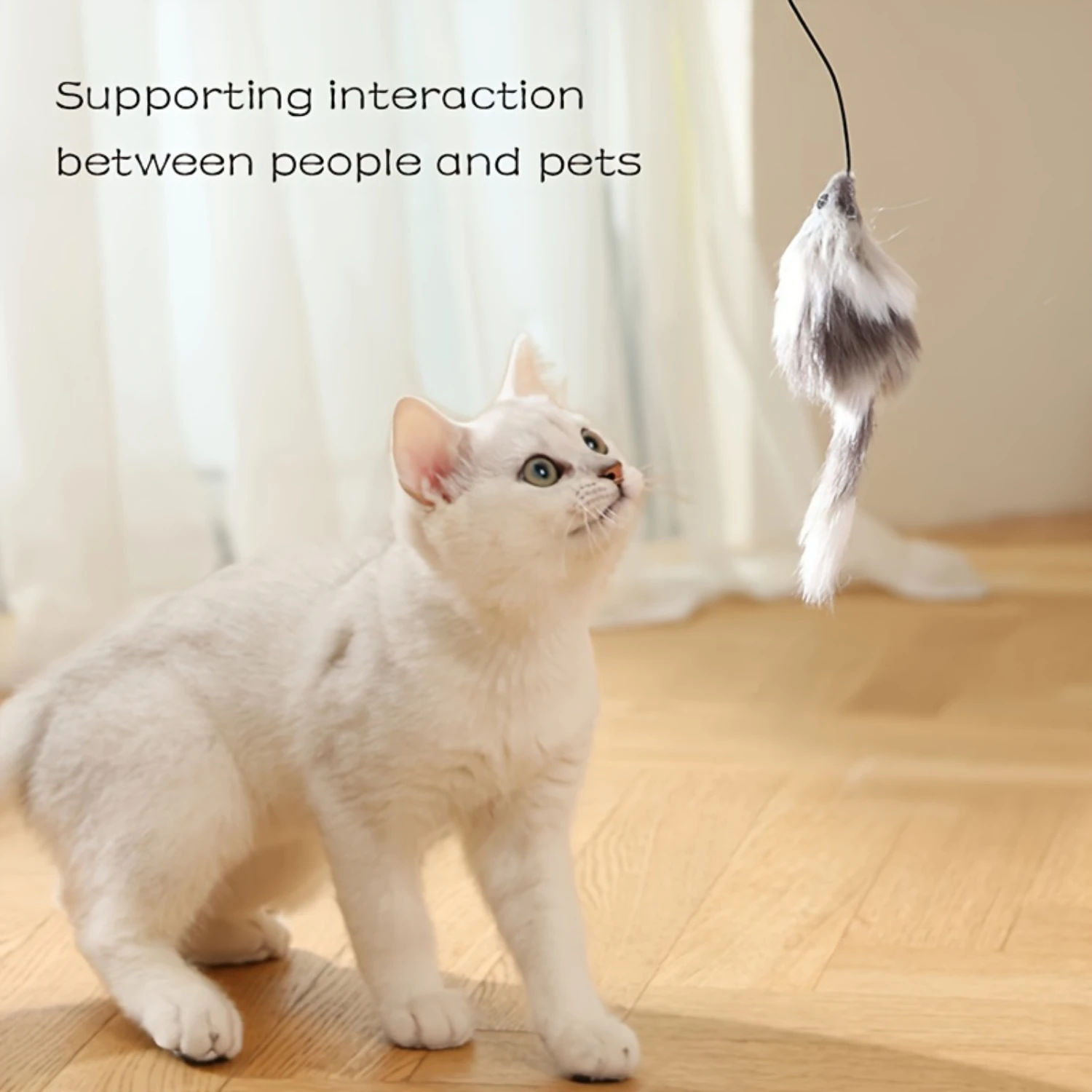 كرة لعبة تفاعلية للقطط "تشغيلها بالبطارية" مع ماوس تتبع - دعابة دوارة أوتوماتيكية لجميع السلالات، تعمل بالبطارية (بات #6