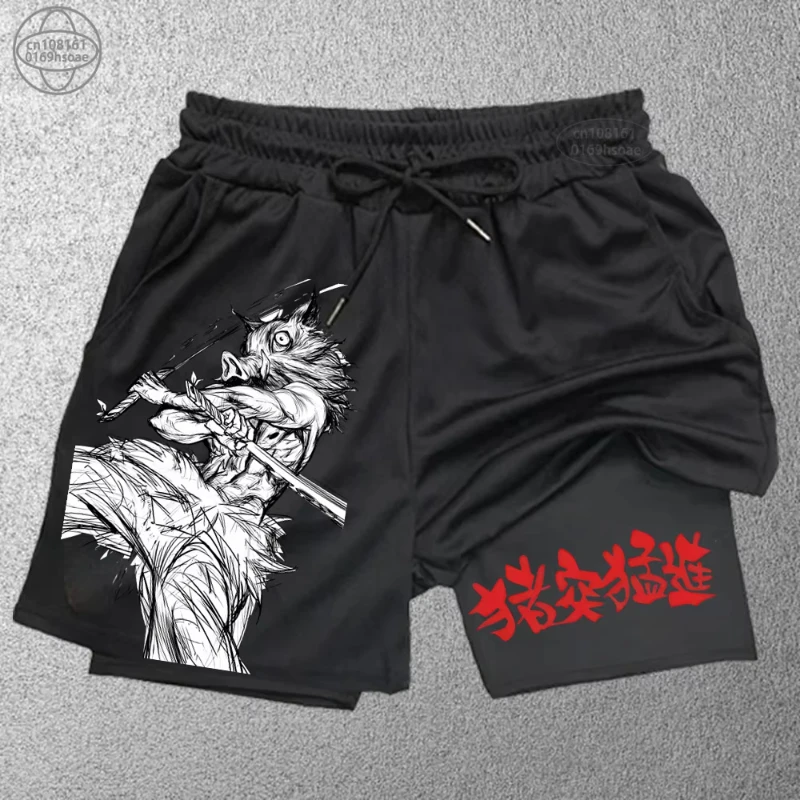 Trendy Printed Sports Shorts Men's Fitness Two-in-one Shorts Double-layer Beach Pants Outdoor Training Running Shorts S-2XL