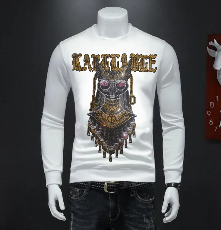 Designer Rhinestone  Sweatshirt Fashion Brand  Pullovers  Hip Hop Casual Clothing Male