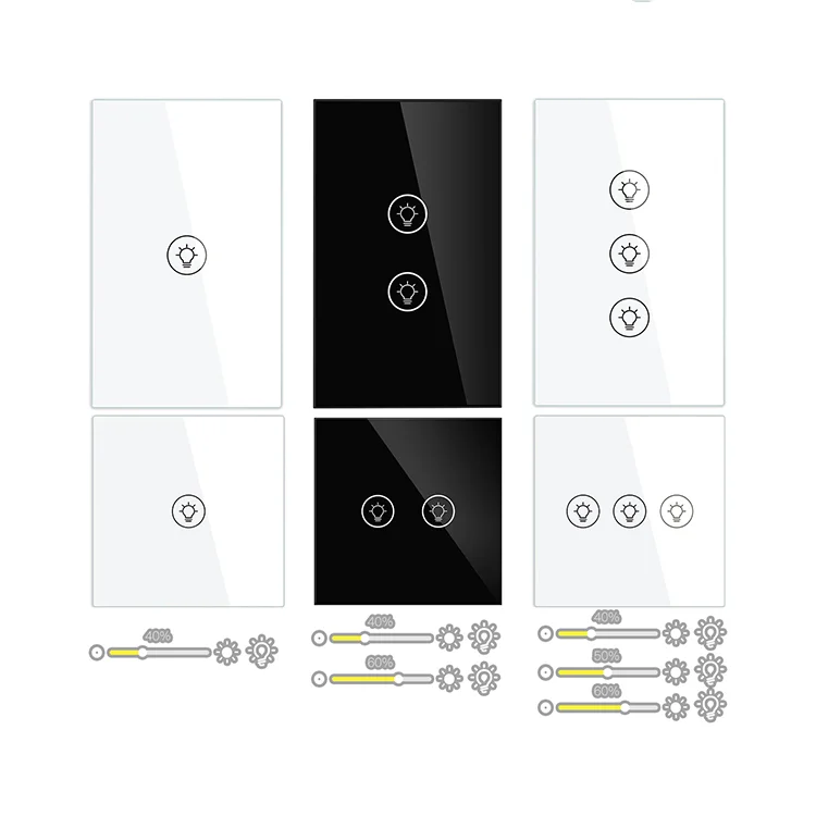 Tuya 1 2 3 Gang Wifi Smart Switch Dimmer Wi-fi Light White Glass Panel Touch 2way Zigbee  Led Dimmer Switch 220V