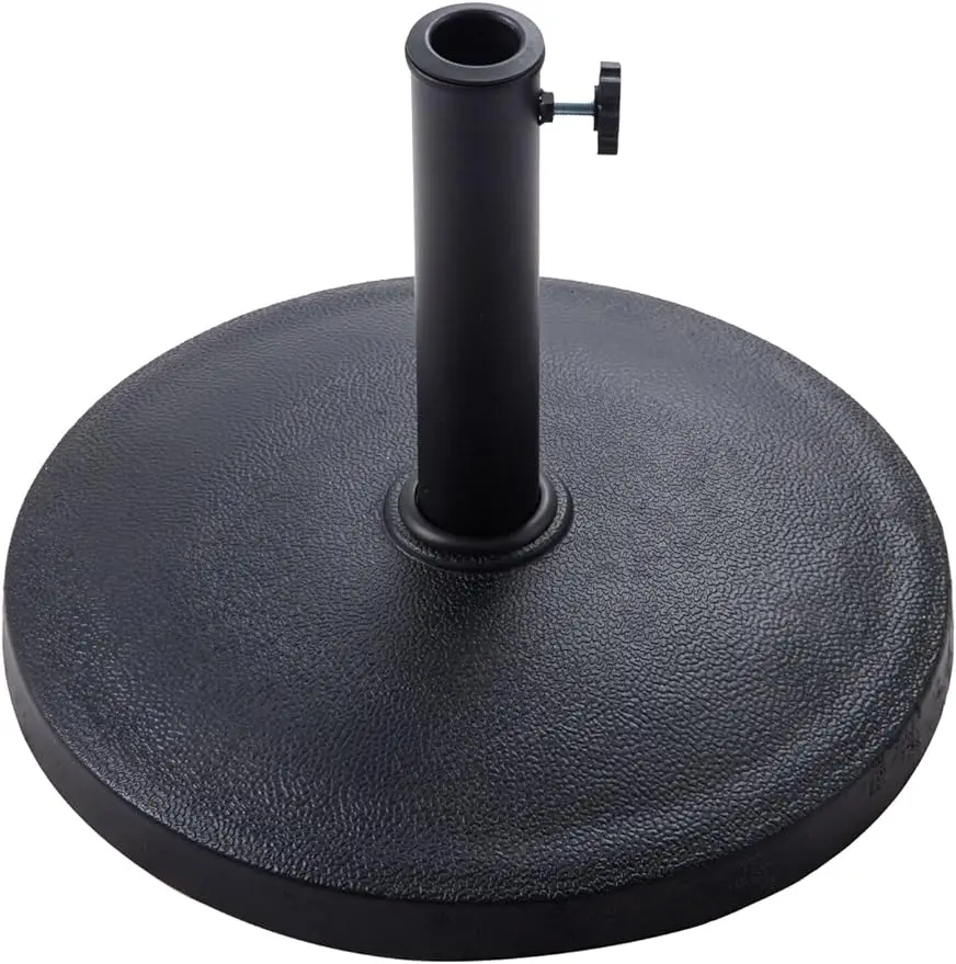 

22 Lb Heavy Duty Round Base Stand for Outdoor Patio Market Table Umbrella Black Resin Concrete Composite