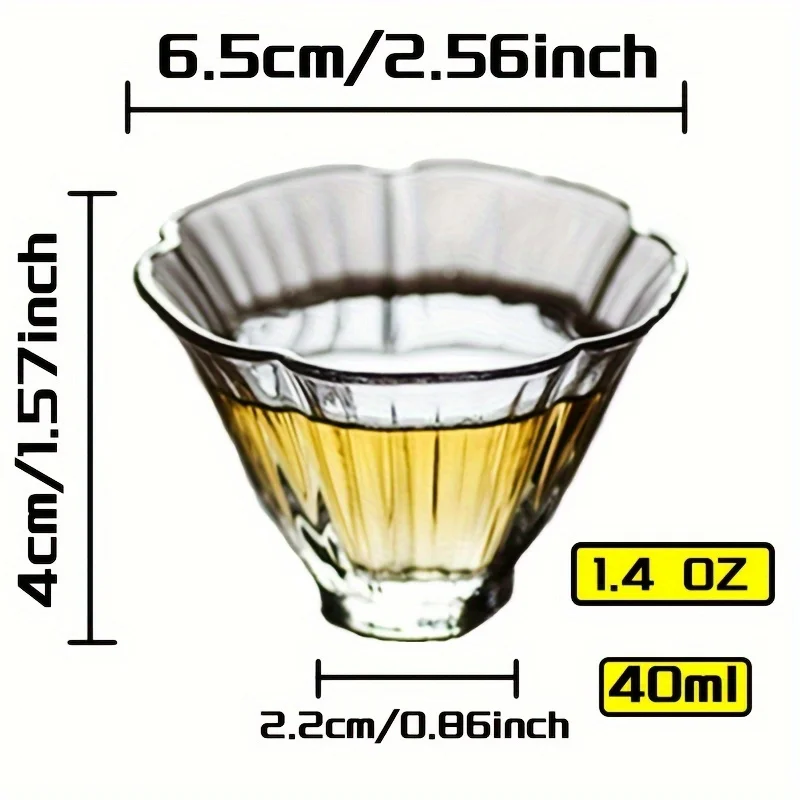 1pc 40ml Mini Size High Borosilicate Glass Flower Pattern Tea Mug Fragrant Cup Wine Cup Drinkware Gift Japanese Style Glass Cup