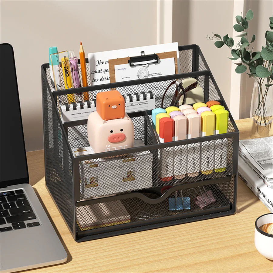 1Pcs Metal desktop organizer File holder Stationery Organizer Metal shelf locker pen holder, suitable for office/school/any desk