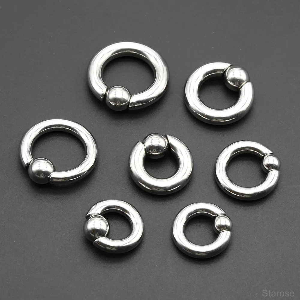 1Pc Large Gauges Stainless Steel CAPTIVE SPRING BEAD RING for Septum Piercing BCR Nose Ring Hoop Expander Earlobe Earrings 00G