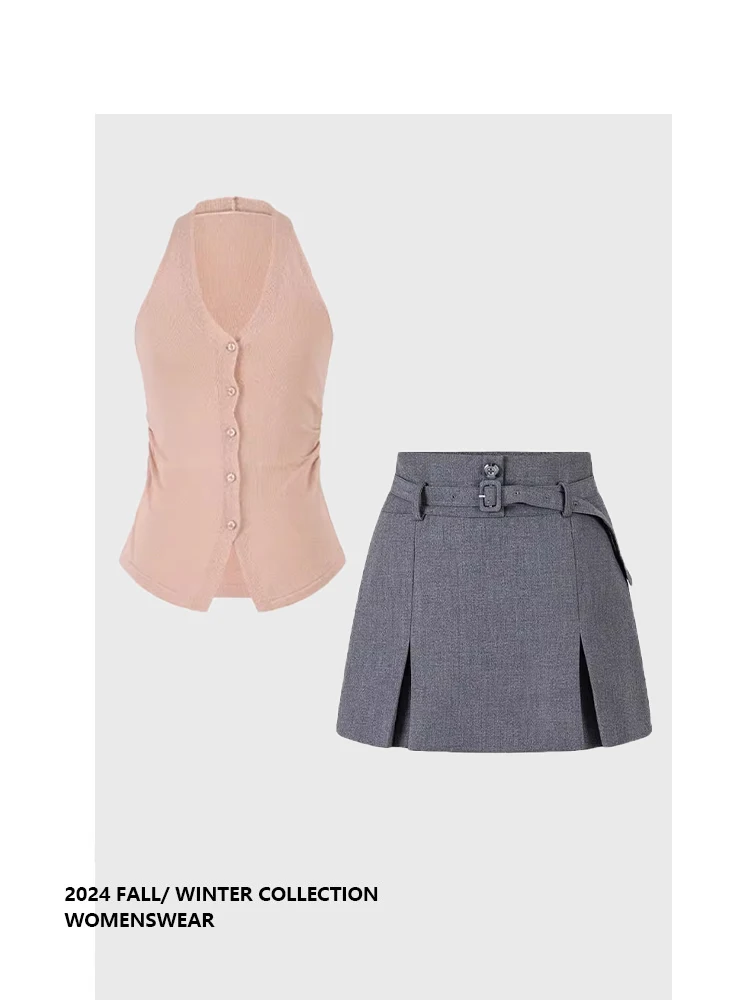 

Ele Neline Vest ort Skirt Women's Faion mat Set Forever 2 Commute Sle High Waist Pear ape Fit