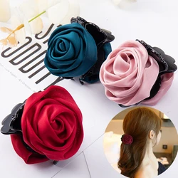 Women Rose Flower Hair Claws Crab Ponytail Hold Hairpin Sweet Hair Decorate Toothed Hair Clips Fashion Hair Accessories Headwear