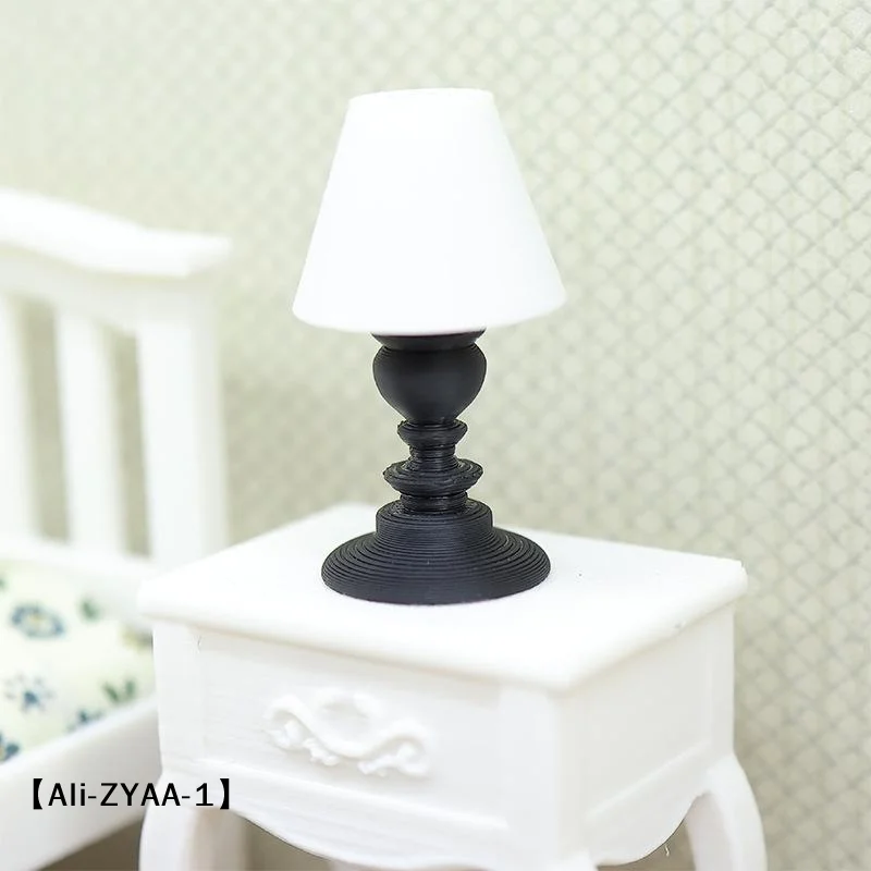 【A】Miniature Classical Table Lamp Ornament 1/12 Dollhouse Desk Lamp Model Dollhouse Decoration Building Sand Table Photo Props