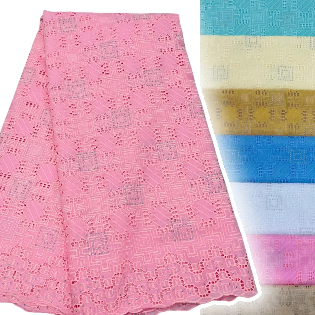 

Швейцарская кружевная ткань, высокое качество, вышитый хлопок, африканская нигерийская хлопковая кружевная ткань, 2025 Rlegabt, платье для шитья, SZ973