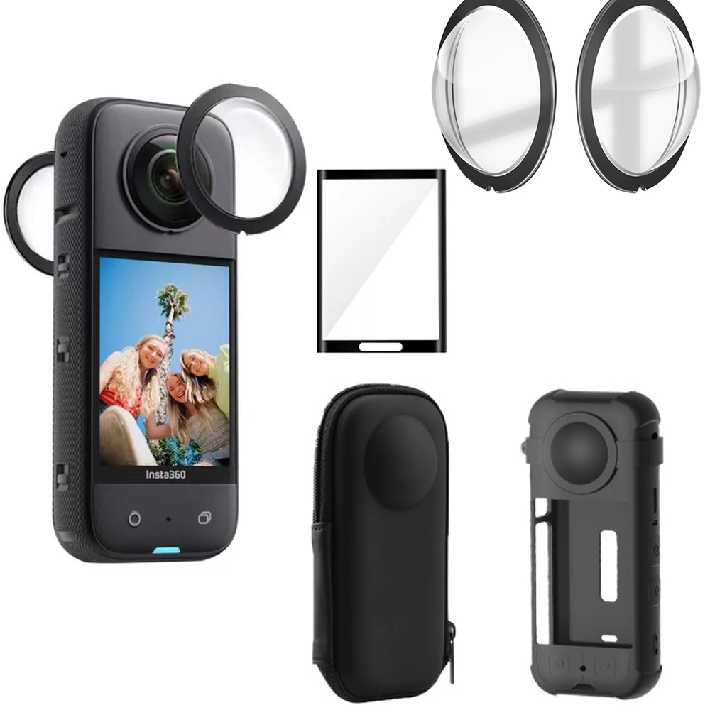 Objektivdeckel-Schutz + Gehäuseabdeckung für Insta360 X3, Silikonhülle, Objektivschutz für Insta 360 X3, kratzfestes Zubehör