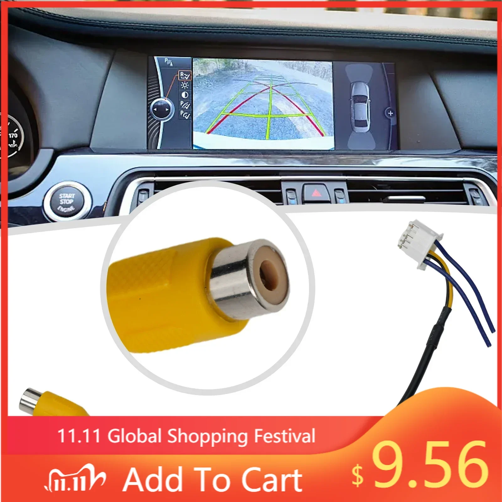 

Interior Accessories Connector Video Input Cable Adapter Interior Parts Decoration Backup Camera Cable Adapter