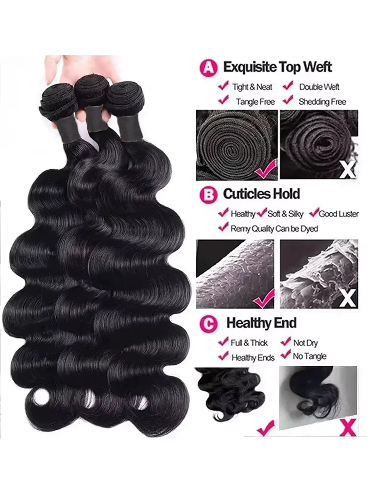 Mechones de cabello ondulado de 30 y 40 pulgadas, 100% cabello humano brasileño sin procesar, 1/4 mechones para extensiones de cabello de doble trama sin procesar