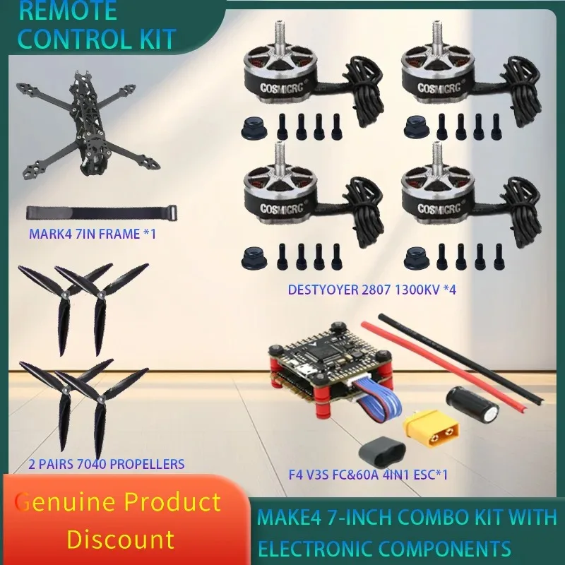

Mark4 Mark 4 7inch 295mm FPV Carbon Fiber Frame F4 V3S PLUS Stack BLS 60A ESC 2807 1300KV Brushless Motor 7040 propeller RC Kit