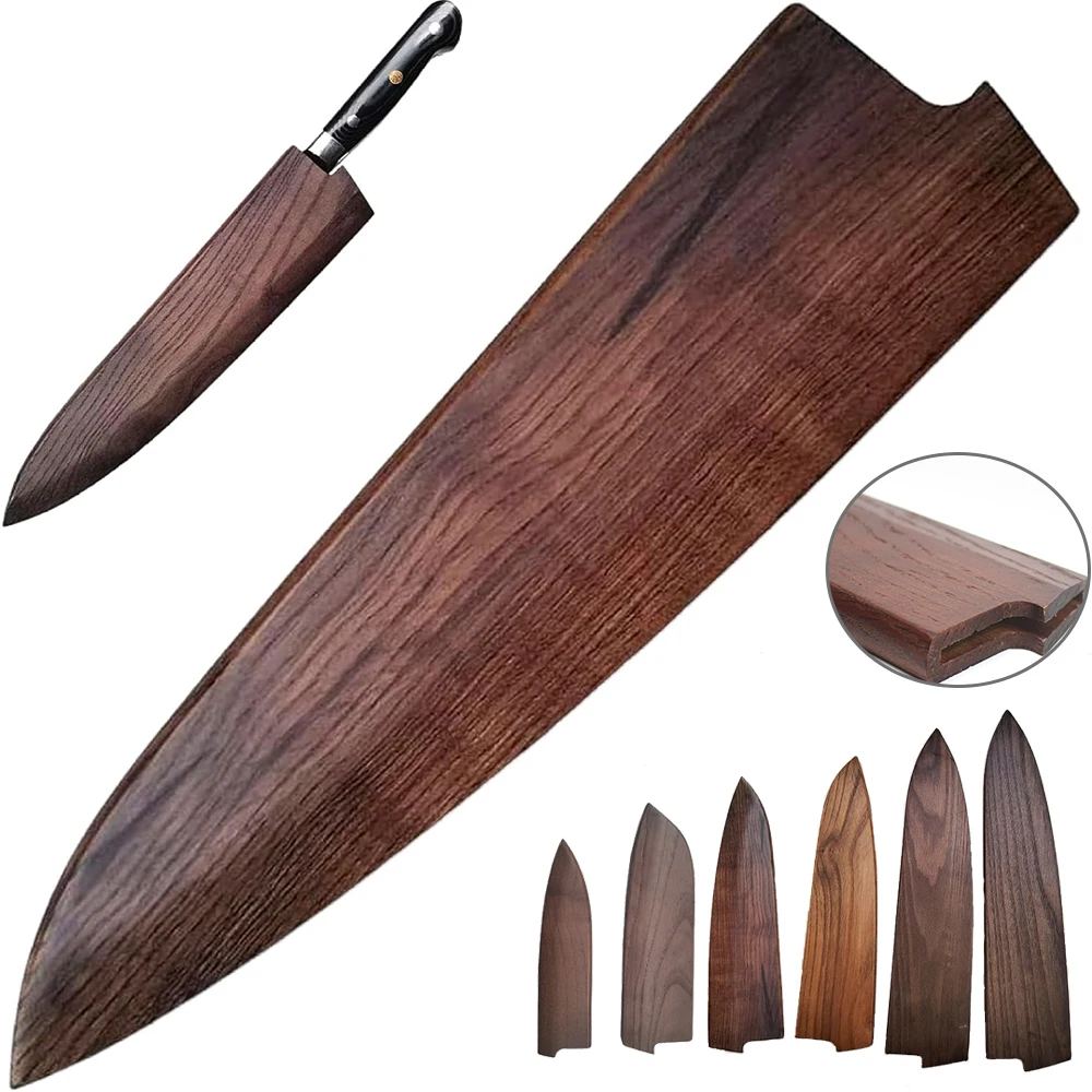 Protector de hoja de cuchillo Saya de madera, protector de madera Saya, hoja portátil magnética de madera, cocina de Chef europeo culinario japonés