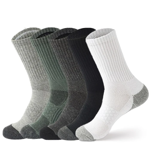 5 Pairs Men's Performance Comfortable Cotton Cushioned Breathable Athletic Ankle Socks