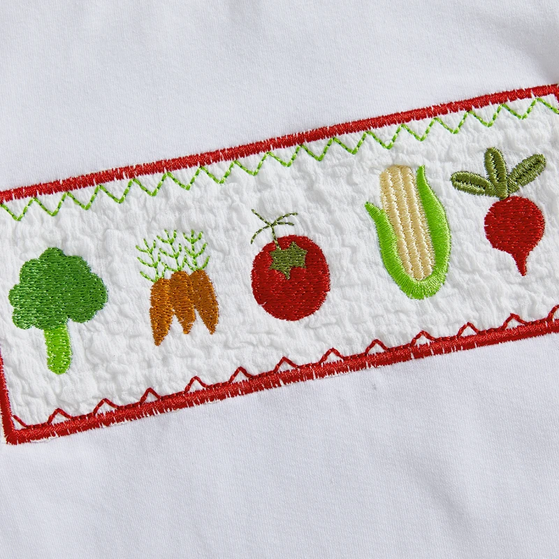

Toddler Baby Boys Summer Casual Outfits Vegetable Embroidered Short Sleeve T-Shirts Elastic Waist Shorts 2Pcs Clothes Set