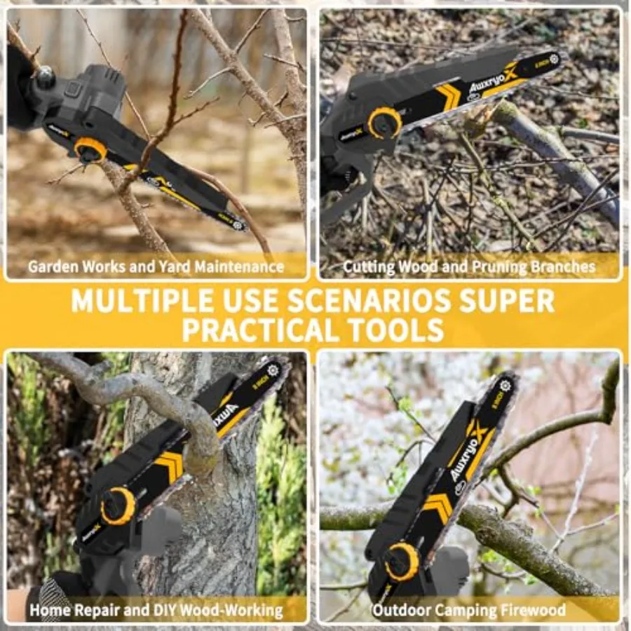 8 6 منشار كهربائي صغير بدون فرش 2025 مطور مع بطارية 2x4.0AH منشار لاسلكي صغير محمول باليد لقطع شجرة الخشب