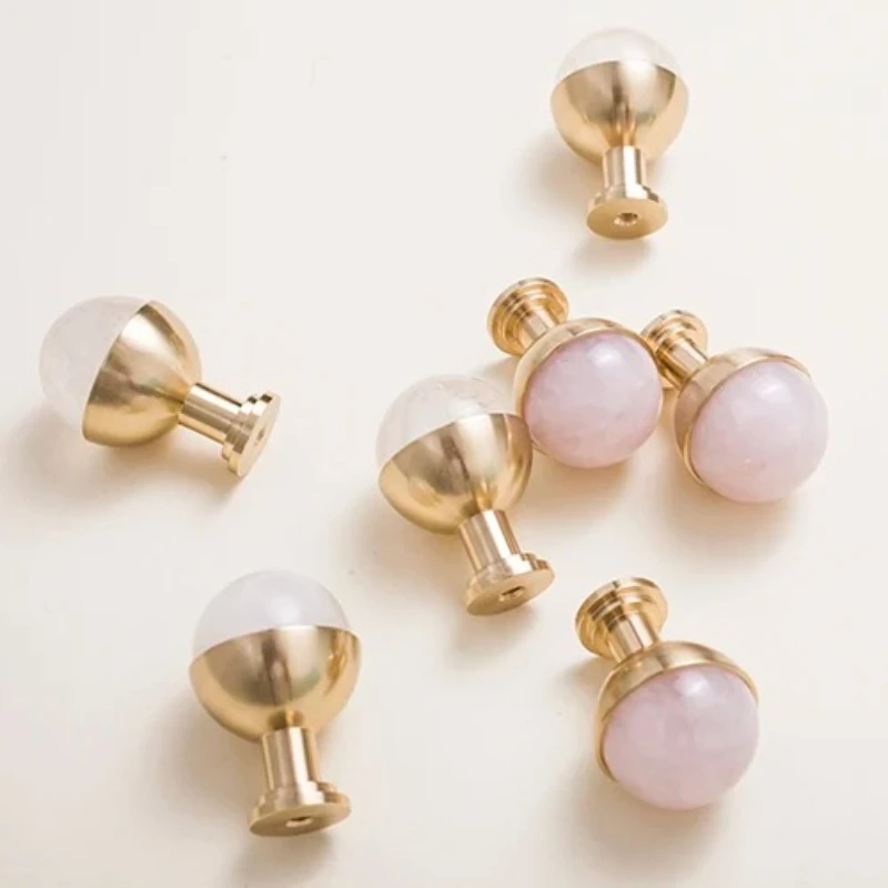 

Knobs Kitchen Cupboard Door Pulls Furniture Handle Natural Marble/Pink Crystal + Brass T Bar Cabinet Handle Dresser Hardware
