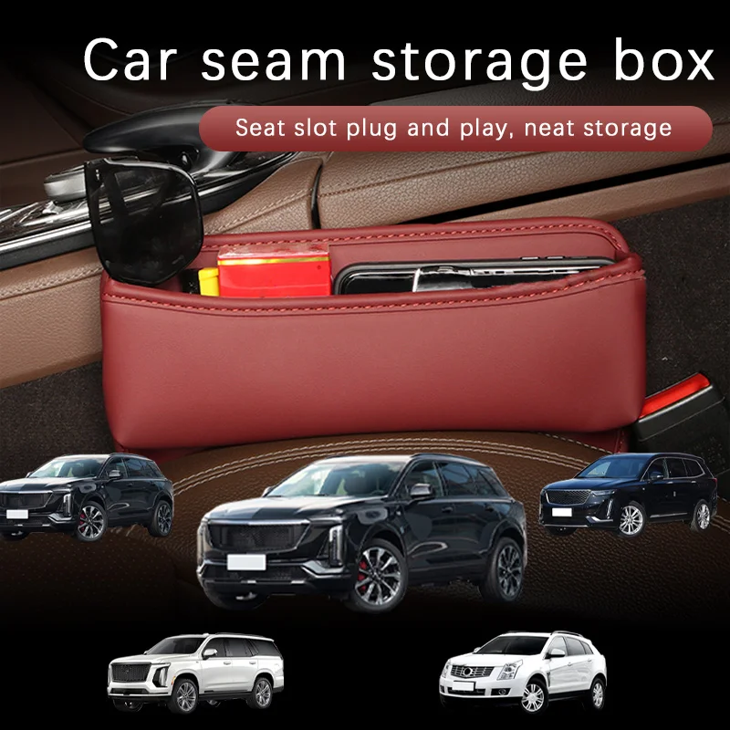 

Leather Car Seat Gap Organizer Multifunction Console Storage Box Car Interior Storage Pocket For Cadillac Escalade SRX XT6 XT5