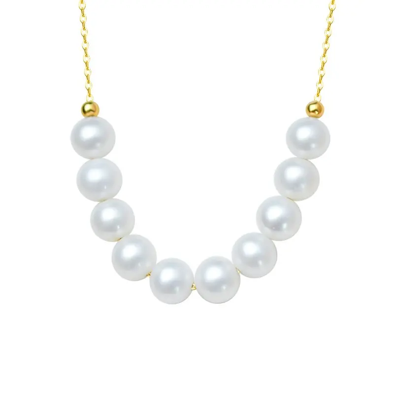 

Smeil Fine Jewelry ожерелье из желтого золота 18 карат, кулон au750, натуральный пресноводный белый жемчуг, подарок на свадьбу для женщин d612