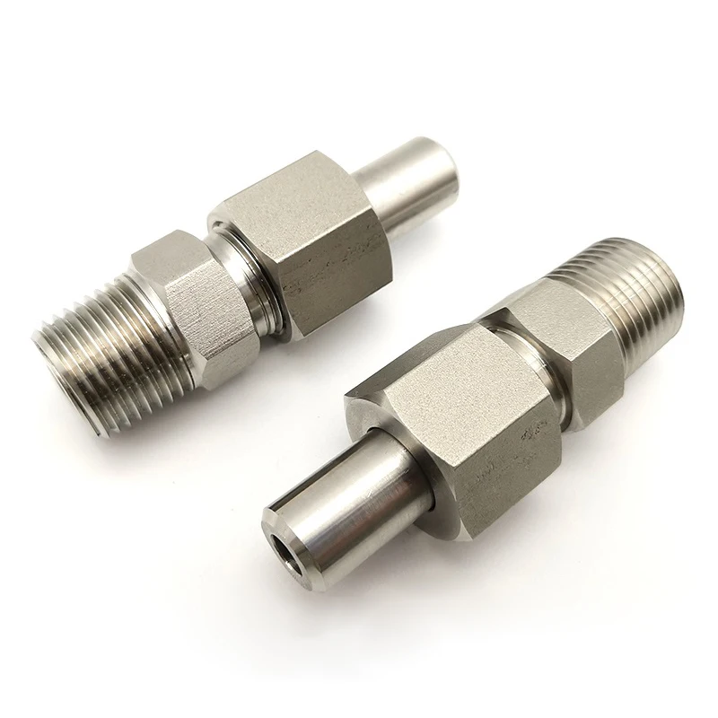 Stainless steel butt welding type fitting Straight-through terminal pressure-inducing fittings Male thread welding live joint