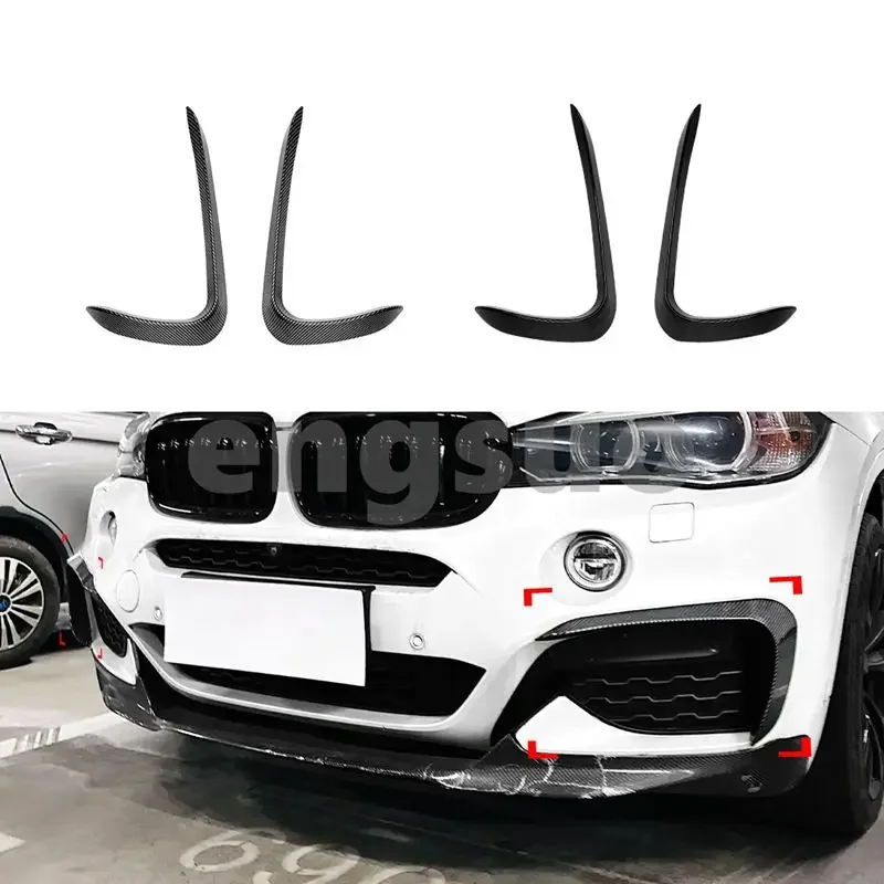 2Pcs Front Bumper Side Spoiler Lip Splitter Diffuser Tuning Wind Knife Body Kits Accessories for BMW X6 F16 M Sport 2015-2019