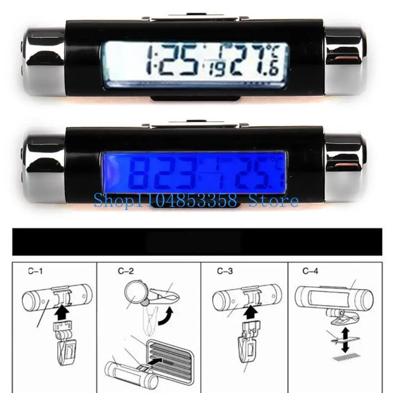 652F Portable 3in1 Car Digital LCD Clock/Temperature Date Display Electronic Clock Thermometer Car Digital Time- Clock