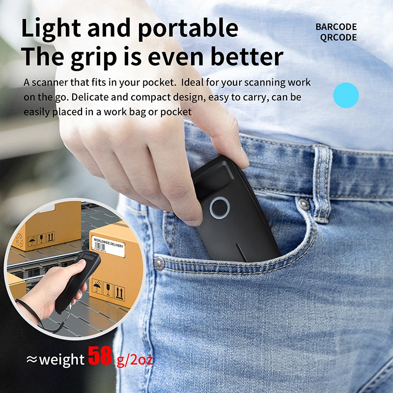 Portable display screen wireless Bluetooth 2DCMOS Bluetooth Barcode Scanner QR Scanner Portable Laser Bluetooth Bar Code Reader
