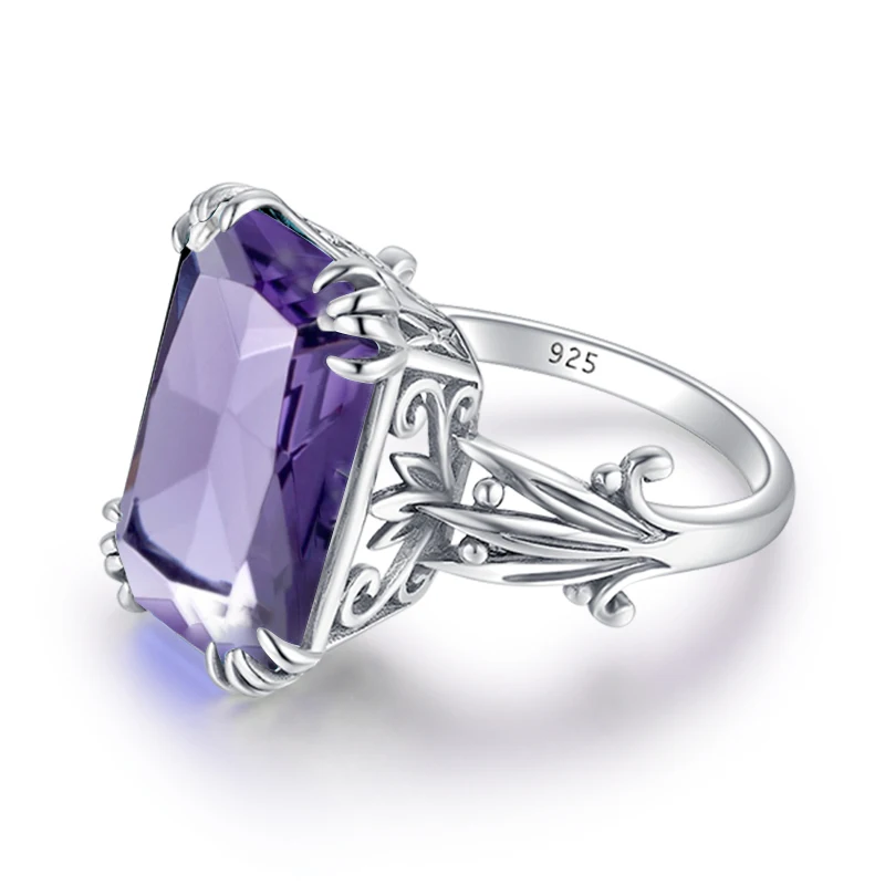 Imagem -02 - Sterling Silver Amethyst Anel para Mulheres Anel de Pedras Preciosas Vintage Jóias de Luxo Presentes de Natal Acessórios de Festa 925